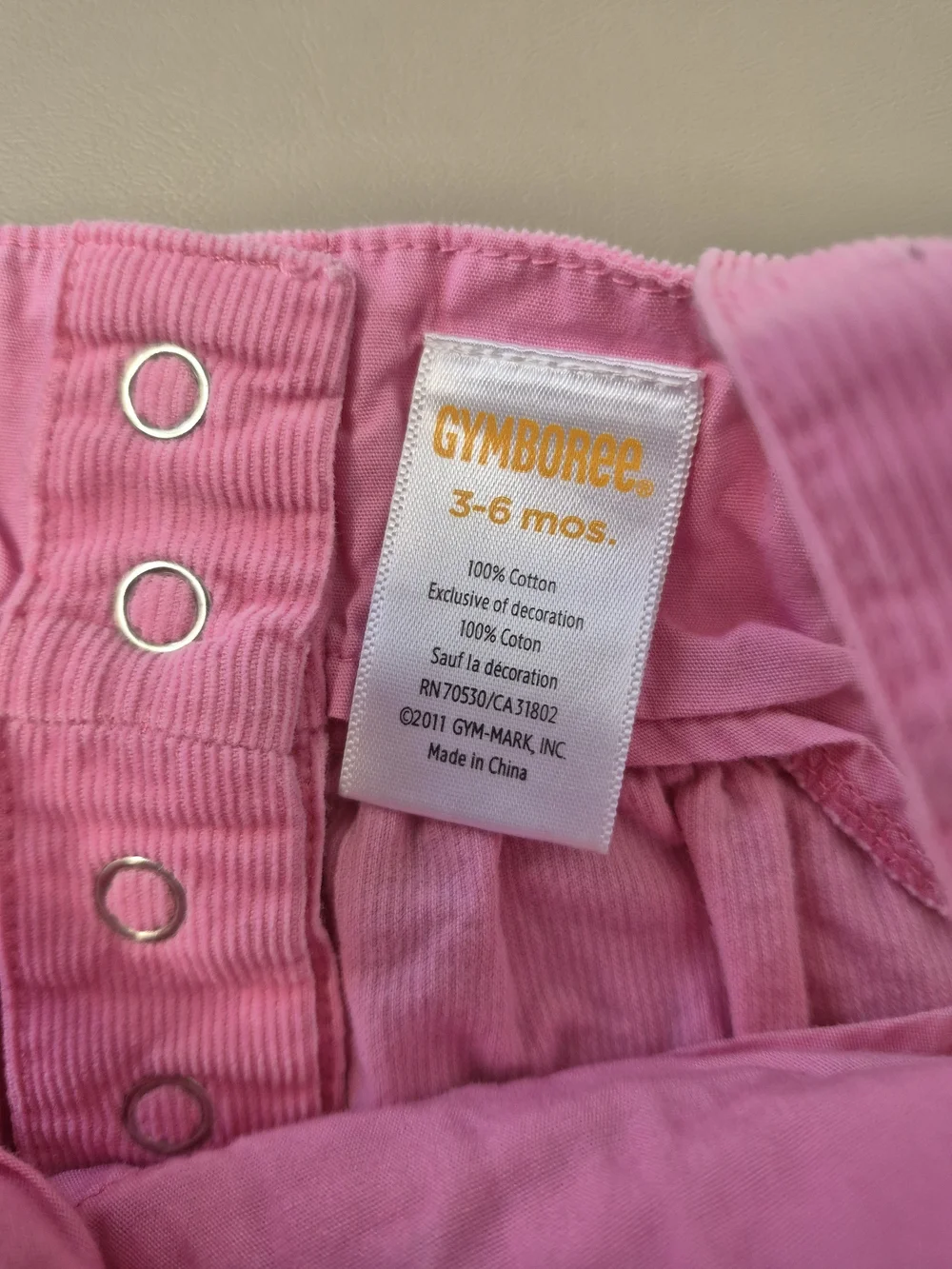 Gymboree Pink Corduroy Scottie Dog Romper 3-6 Months